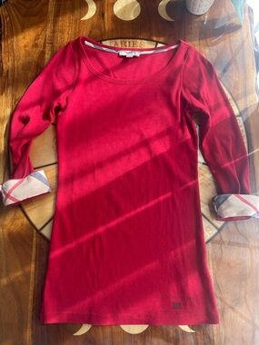 Red Burberry 3/4 length shirt